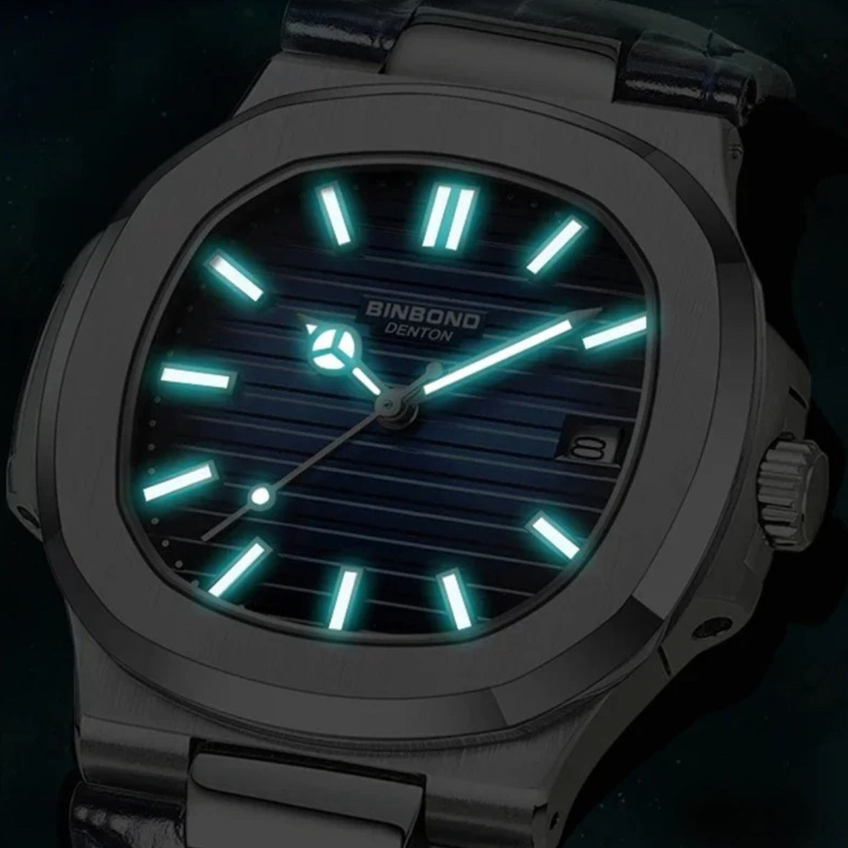 Men's Black Leather Watch - Luxe